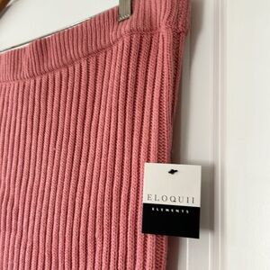 ⭐️NWT!⭐️Eloquii Elements Ribbed Knit Dusty Rose/Pink Stretchy Pull on Midi Skirt